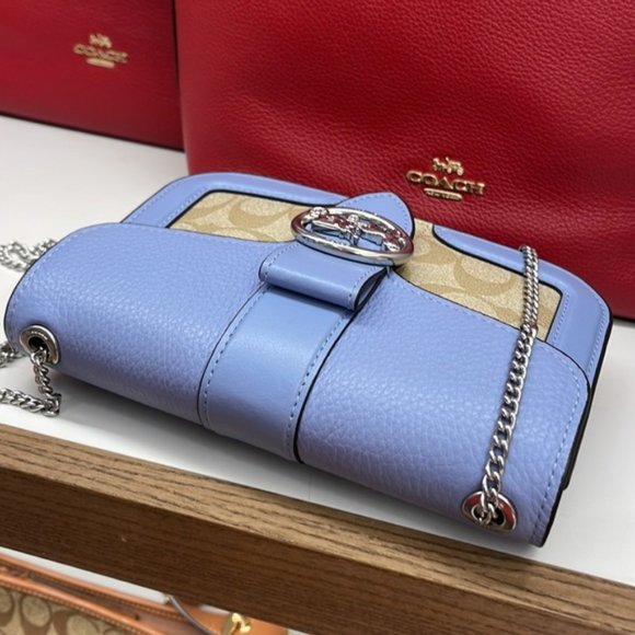 Coach Georgie Crossbody In Signature Canvas Light Khaki / Marble Blue - Picture 8 of 16